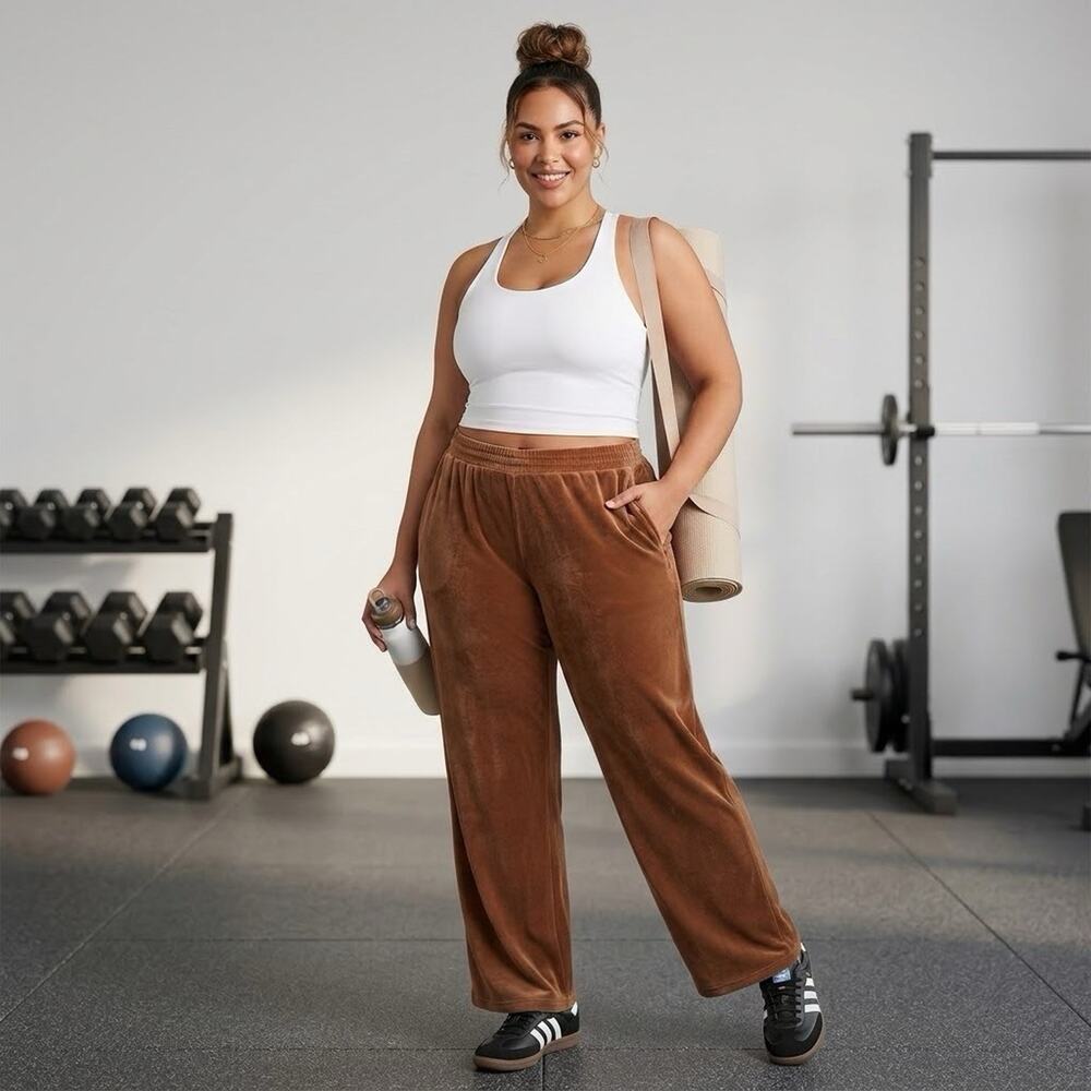 SKIMS Velour Track Pants Sienna Brown Size 2XL